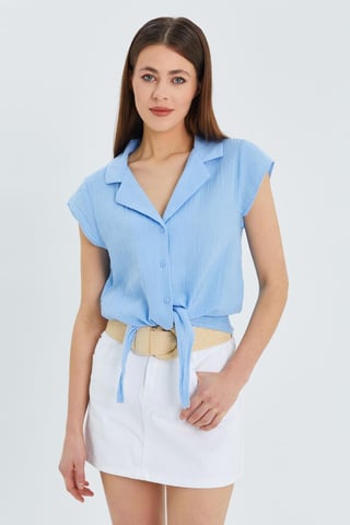 Crop Shirt with Bow Detail