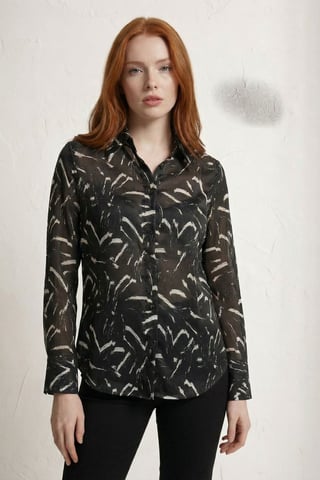 Abstract Print Button-Up Shirt