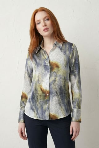Abstract Print Buttoned Long Sleeve Shirt