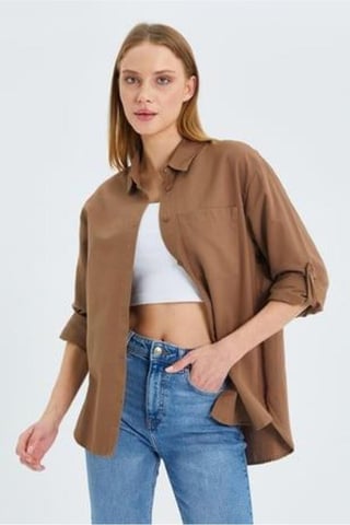 Long Sleeve Button-Up Shirt with Pocket