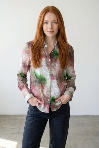 Abstract Print Buttoned Long Sleeve Shirt