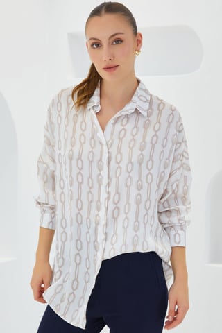 Oversized Satin Button-Front Shirt
