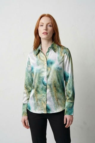 Abstract Print Buttoned Long Sleeve Shirt