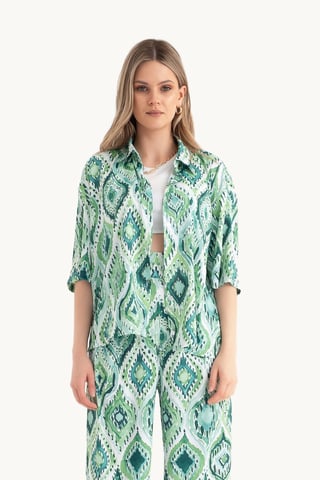 Satin Ontspannen Korte Mouw Boho Shirt