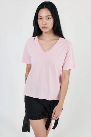 V-Neck Solid Knit T-Shirt
