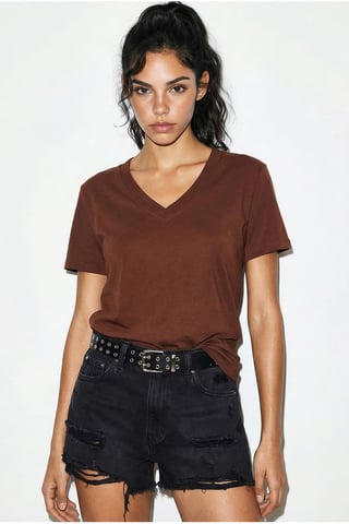 Comfort Fit V-Neck Combed Cotton T-Shirt