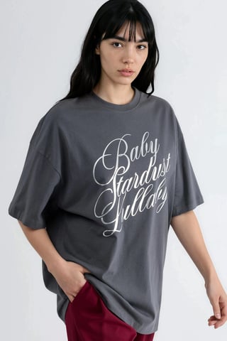 Överdimensionerad T-shirt med tryckt text