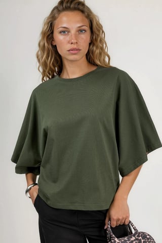 Oversized Ribbed Crew Neck T-Shirt
