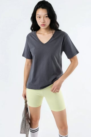 V-Neck Solid Knit T-Shirt