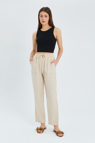 High Waist Carrot Fit Pants with Drawstring Waist