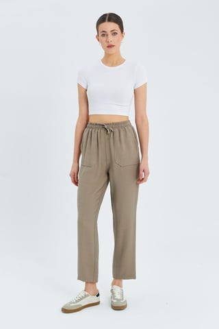 High Waist Carrot Fit Pants with Drawstring Waist