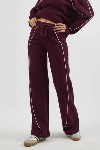 Contrastbindande vida sweatpants med dragsko