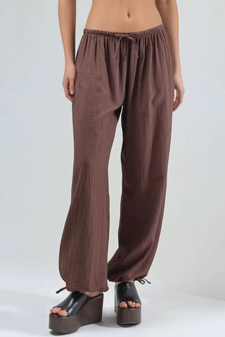 Elastic Waist Pants with Tie Detail