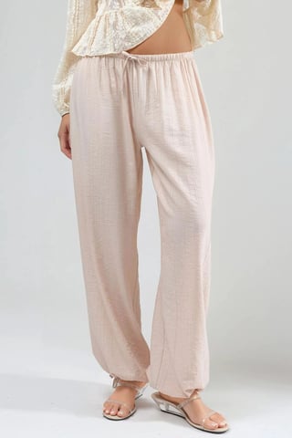 Elastic Waist Pants with Tie Detail
