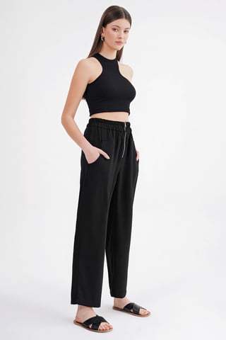 Drawstring Waist Cigarette Jogger Pants
