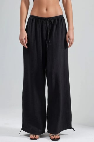 Elastic Waist Pants with Tie Detail