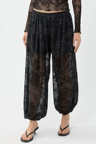 Relaxed Fit Flock Print Tulle Pants