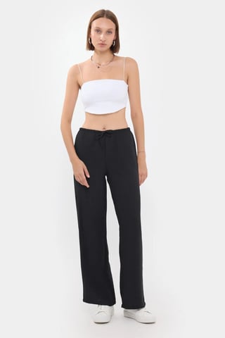 Hoge Taille Rechte Broek met Treksnoer