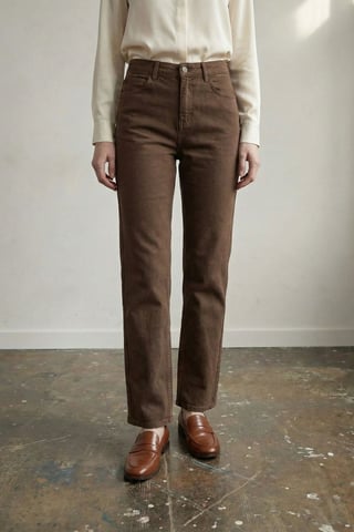 High Waist Denim Straight Leg Pants with Pockets