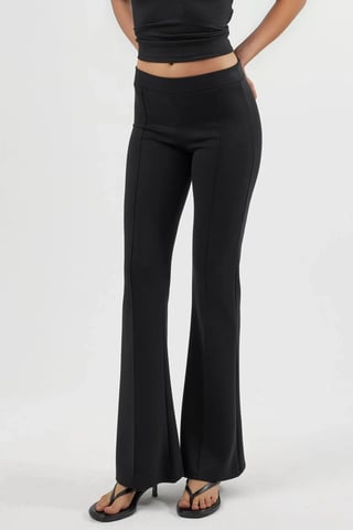 Ribbed Elastic Flare Pants