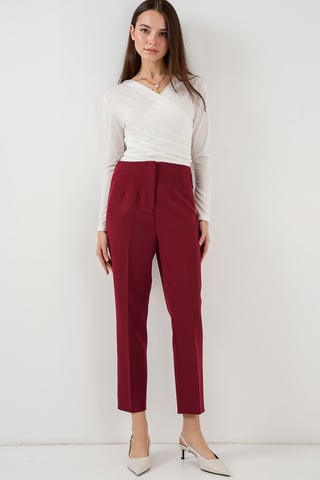 Hoge Taille Slim Fit Enkelbroeken van Crepe
