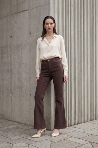 High Waist Flare Leg Denim Pants