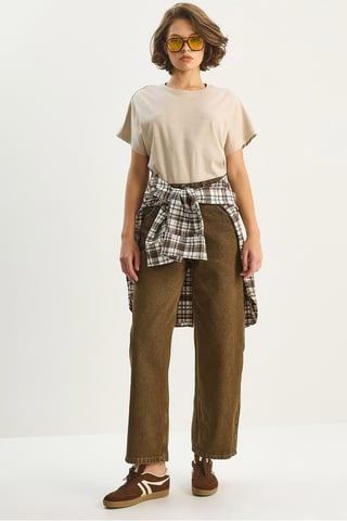 Högmidjade baggy jeansbyxor
