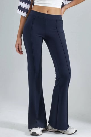 Ribbed Elastic Flare Pants