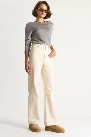 High Waist Straight Leg Denim Pants
