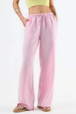 Textured Woven Straight Leg Pants with Drawstring Waist