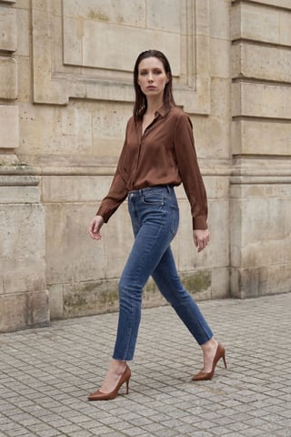 High Waist Skinny Leg Denim Pants