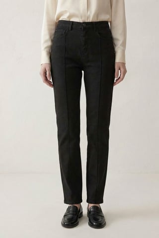 Höga midjan raka jeans med fickor