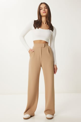 High Waist Textured Palazzo Pants