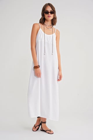 Strappy Maxi Dress with Gathered Detail