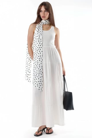 Textured U Collar Maxi Dress