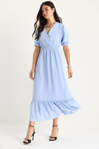 V-neck Midi Dress with Bow