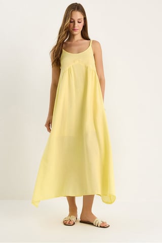 Textured Muslin Midi Dress with Pocket