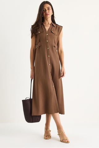 Belt Detailed Midi Dress