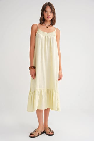 Midi Muslin Dress with Ruffle Detail
