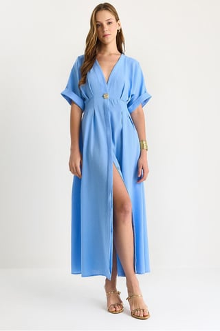 V-hals Midi-jurk met Split