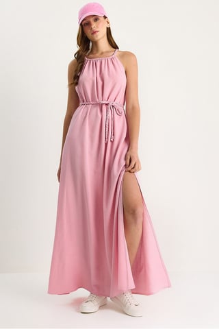 Halters Neck Tie Midi Dress