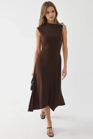 Accessory Detailed Asymmetrical Midi Dress