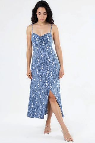 Bloemen Midi Slipdress met Hartkraag