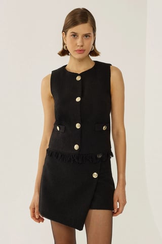 Knopen Gedetailleerd Tweed Vest