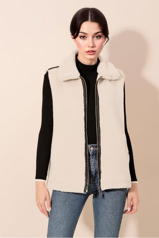 Faux Fur Sequin Zip Vest