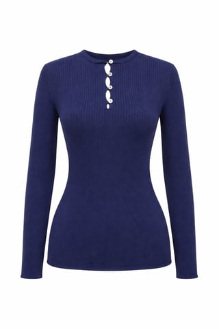 Knappdetaljerad Crew Neck Tröja