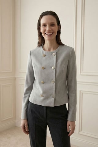 Tailored Short Buttoned Tweed Jacket