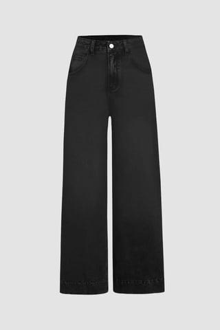 Gewassen Effect Wijde Pijpen Denim Jeans