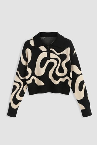 Polo Kraag Jacquard Brei Truien
