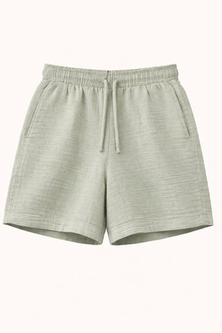 High-Waisted Textured Cotton Shorts